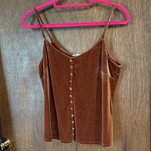Velvet Faux Button-Down Brown Cami Top